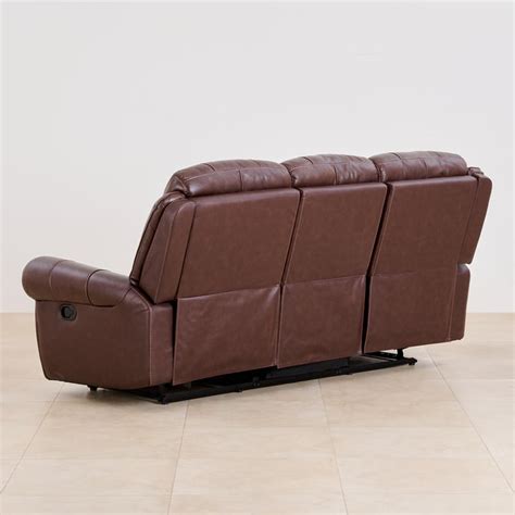 Buy (Refurbished) Cape 3-Seater Half-Leather Recliner - Brown from Home ...