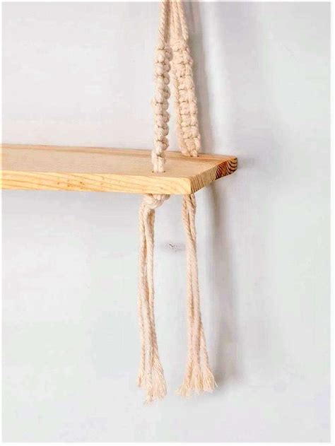 Macrame wall hanging shelf with open back chain pattern – Writings On ...