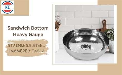 KC Sandwich Bottom Heavy Guage Stainless Steel Hammered Tasla, Without ...