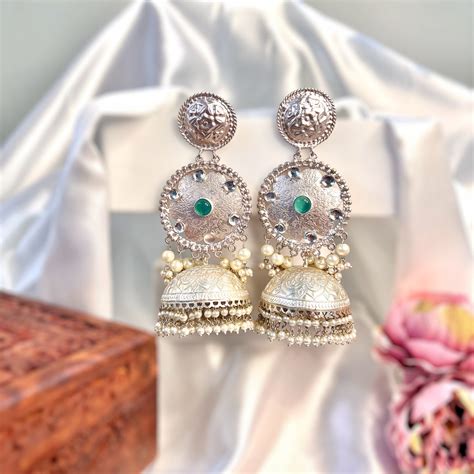 Juhi Silver Look Alike Jhumka – AAMARA