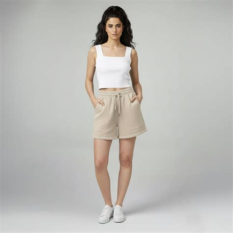 Female Premium looper Shorts Buff – Attire Sense