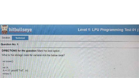 LPU Programming Test 01: Technical Questions Overview - Studocu
