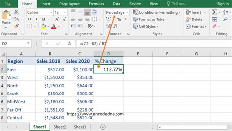 Formula to Calculate Percentage Change in Excel