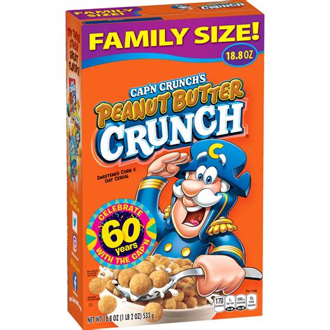 Cap'n Crunch's Cereal, Peanut Butter Crunch, Family Size, 18.8 oz ...