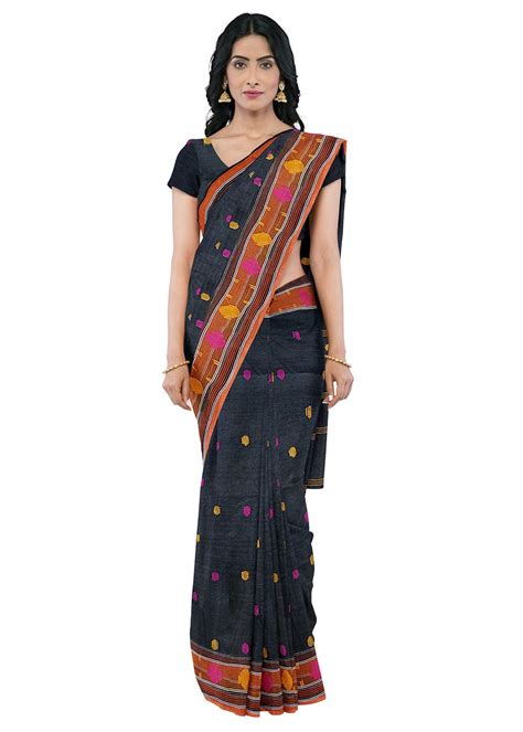 Get Black Tant Matha Handloom Saree at ₹ 920 | LBB Shop