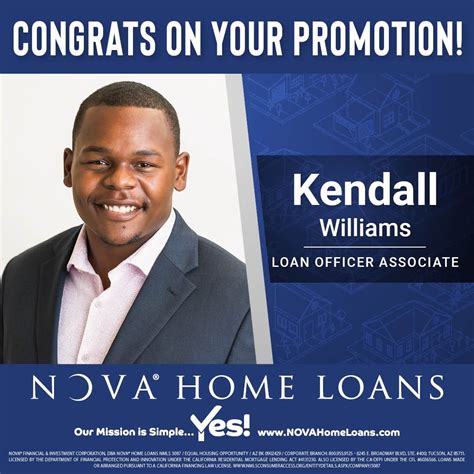 Hurray, Kendall Williams, MBA! He was promoted to Loan Officer ...