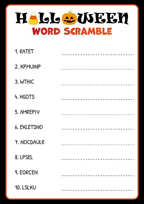 Free Printable Halloween Word Scramble