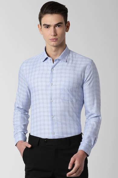 Buy Men Blue Slim Fit Full Sleeves Formal Shirt Online - 428735 | Peter ...