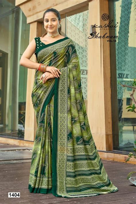 Kashvi Shabnam Vol 14 Dull Moss Foil Printed Saree