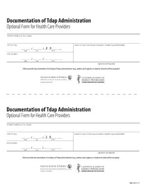 Tdap Administration Form - Fill and Sign Printable Template Online