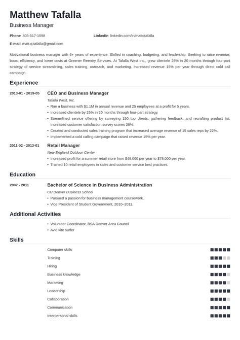Entrepreneur CV Example 的图像结果