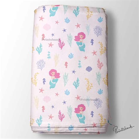 Baby Pink Mermaid Printed Fabric For Kid's Dresses – Printsbank