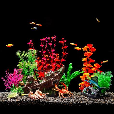 Buy Aquarium Fish Tank Decorations Theme Set Plastic s Fish Cave ...