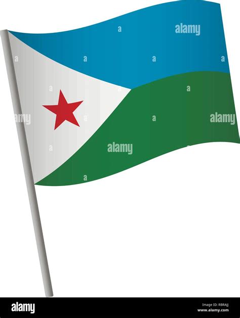Djibouti flag icon. National flag of Djibouti on a pole vector ...
