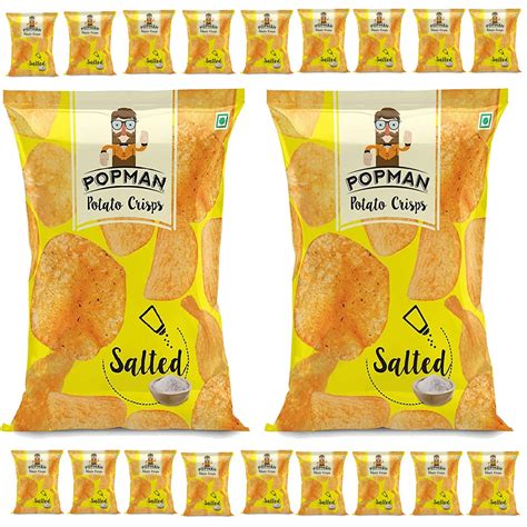 Popman Potato Chips (Crisps) Plain Salted, [Pack of 20 (30g Each Pack ...