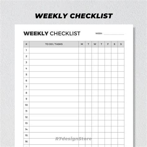 Buy Weekly Checklist Printable, Kawaii Colorful to Do List Template ...