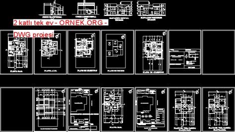 2 katlı tek ev dwg projesi - Autocad Projeler