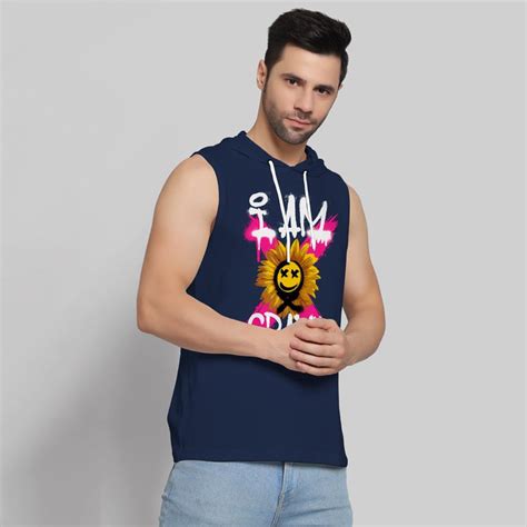 Crazy Hoodie Sando Men's Sleeveless Hoodie with Sunflower Print | Juxar