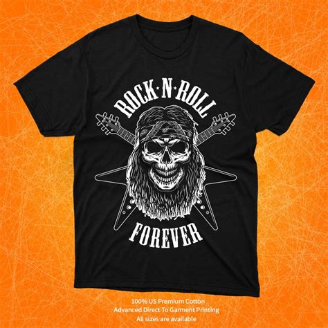 Forever Rock And Roll Typography Black T-Shirt | WildThread