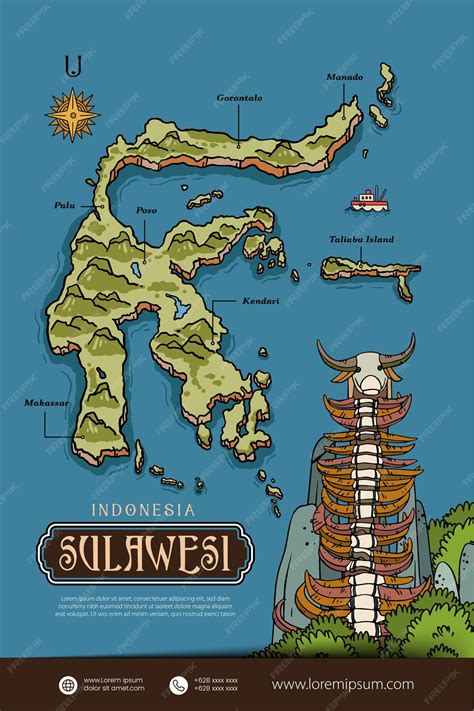 Sulawesi indonesia maps illustration indonesia island design layout | Premium Vector