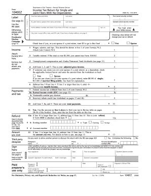 IRS Form 1040EZ 2008 - Blank Fillable Template | Fill Out, Print ...