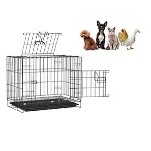 KittuPet Dog Cage Double Door Heavy Duty Folding Metal Kennel for Large ...