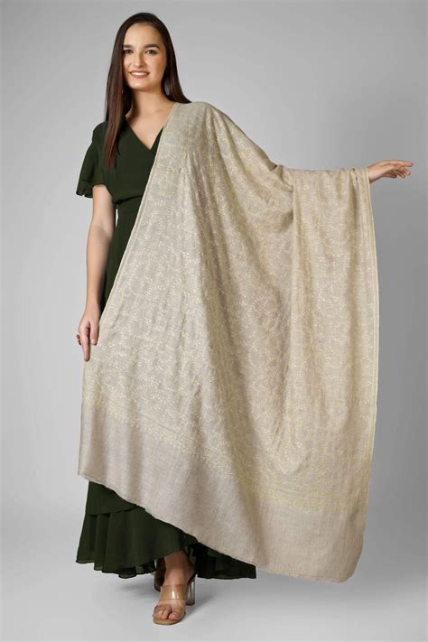 Natural Mahira Jaldaar GI Pashmina Shawl – Kepra