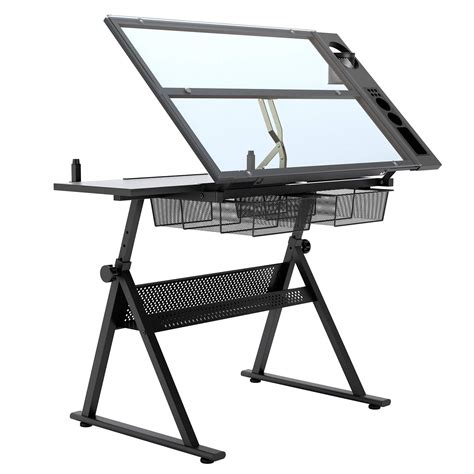 Dlandhome Glass Drafting Table Adjustable Drafting Table Craft Table ...