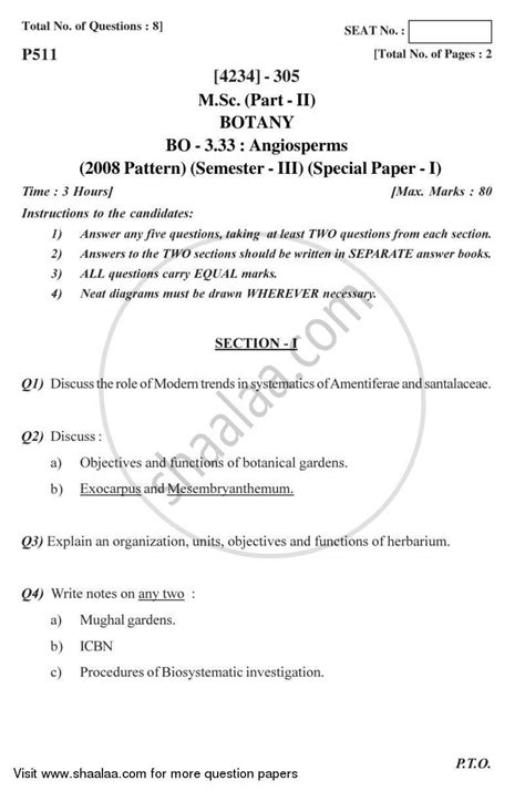 Image result for 3rd Sem Botany Question Paper PDF