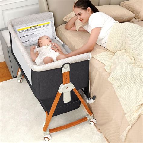 kmaier Baby Bassinet, 3-in-1 Portable Crib, Adjustable Height Twin ...