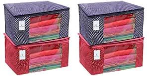 Kuber Industries Cotton 4 Pieces Three Layer Quilted Extra Large Saree ...