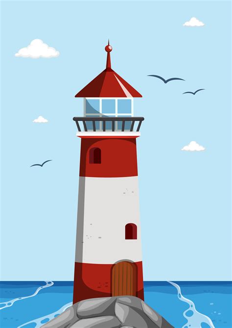 Clipart Lighthouse In Flat Style Vector Illustration 9576482 Vector Art ...