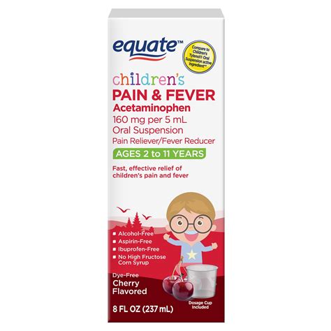 Equate Children's Pain and Fever, Acetaminophen 160 mg per 5 mL - Walmart.com