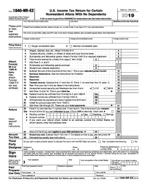 IRS 1040NR-EZ 2019-2026 - Fill and Sign Printable Template Online