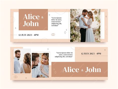 Premium Vector | Flat minimal wedding horizontal banners set