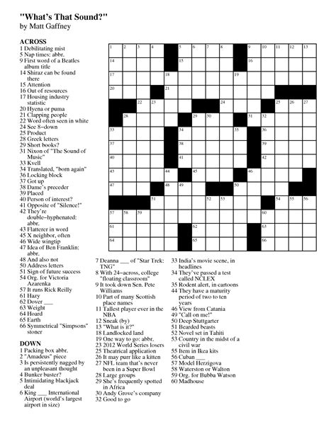Merle Reagle Printable Sunday Crossword - Free Crossword Puzzle