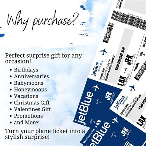 Editable Boarding Pass Ticket Template, Surprise Airline Gift, Jetblue ...