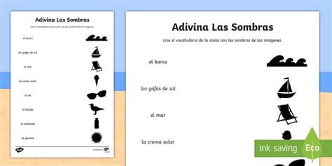Seaside Topic Shadows Worksheet / Worksheet - Spanish