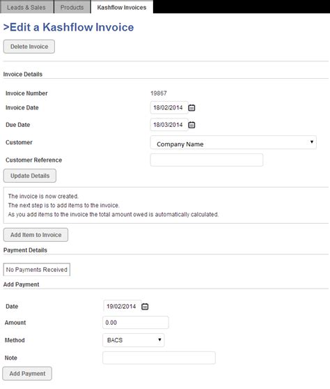 Image result for KashFlow Create Invoice