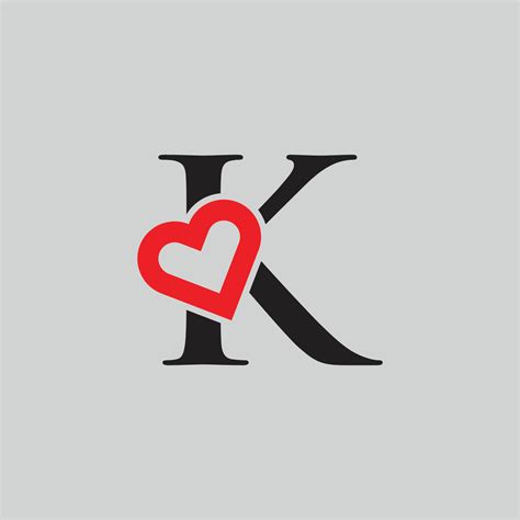 Logo Heart Letter K. Beautiful vector love logo design. K love outline ...