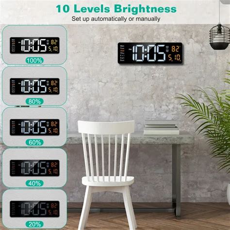 15.7in LED Digital Wall Clock With Remote Control 10 Level Brightness ...