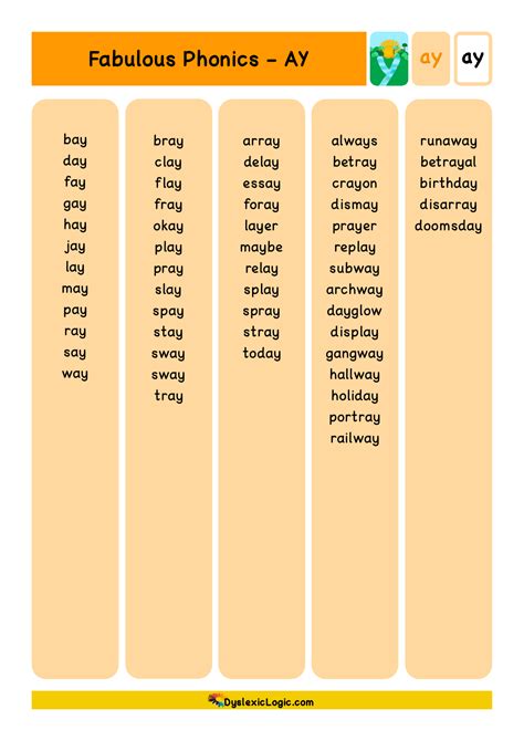 Phonics Ay Word List at Charlene Nunez blog