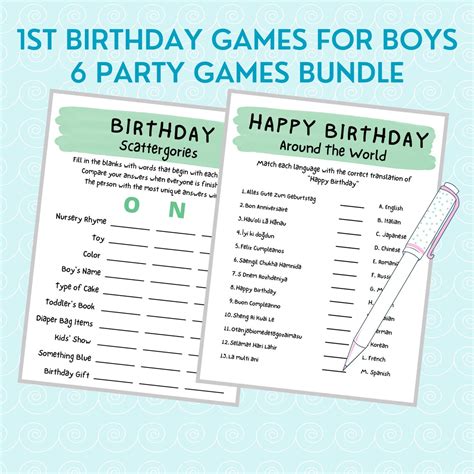 First Birthday Party Games for Boys | Printable Party Games Bundle ...