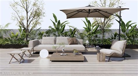 现代户外沙发 庭院休闲沙发 休闲椅 灌木绿植 户外植物SU模型 组合沙发SU模型