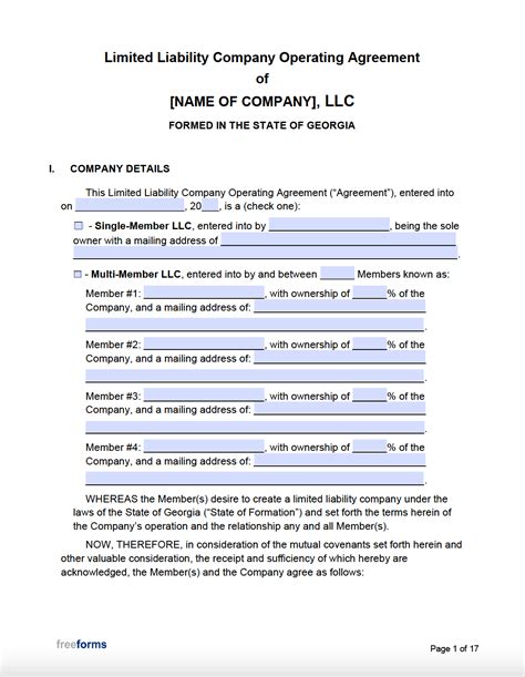 Operating Agreement Template Word
