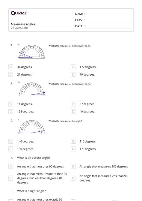 50+ Measuring Angles worksheets for 5th Class on Quizizz | Free & Printable