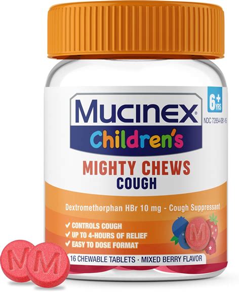 Amazon.com: Mucinex Children's Mighty Chews Kids Cough Medicine, Easy ...