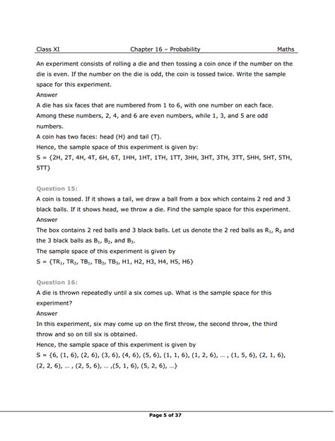 NCERT Solutions for Class 11 Maths chapter 16 - Probability