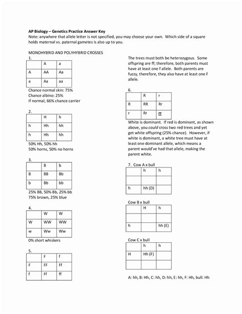 50 Punnett Square Practice Worksheet Answers