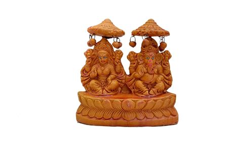 Om Craft Villa Mitti Mitti Cool Terracotta Clay Ganesh laxmi Idol in ...